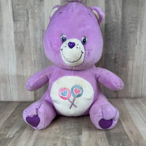 Vintage 2003 Share Bear Care Bear Lollipops Purple Plush 15" - Picture 1 of 6